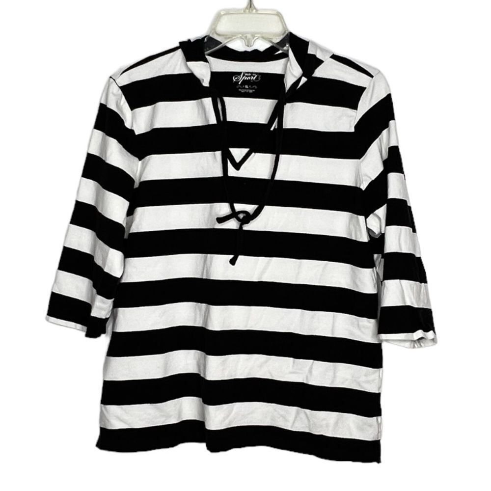 Style & Co. Sport Striped Hoody Top